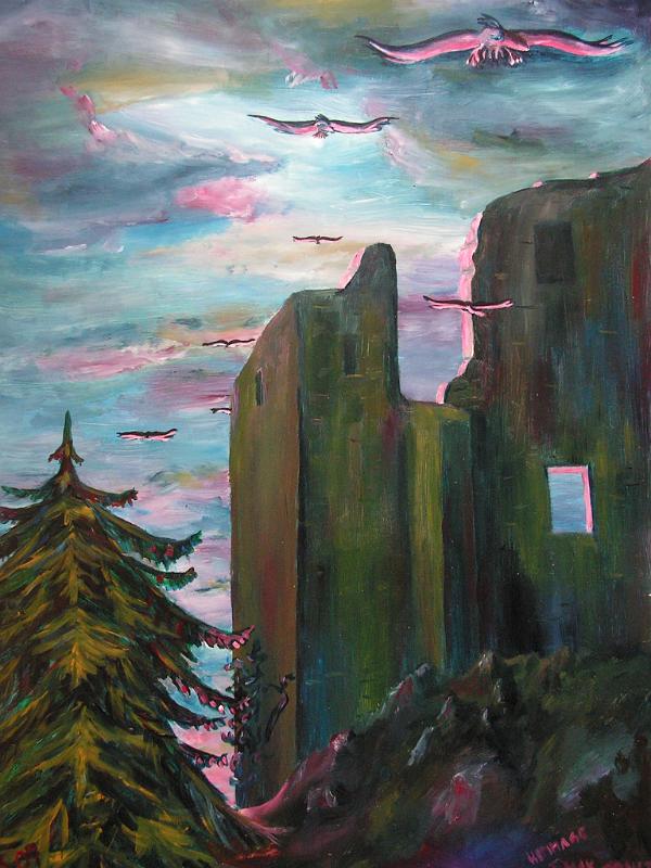 Burg (M. Ernst), 2007, Acryl-Wachskarton, 66x90.jpg